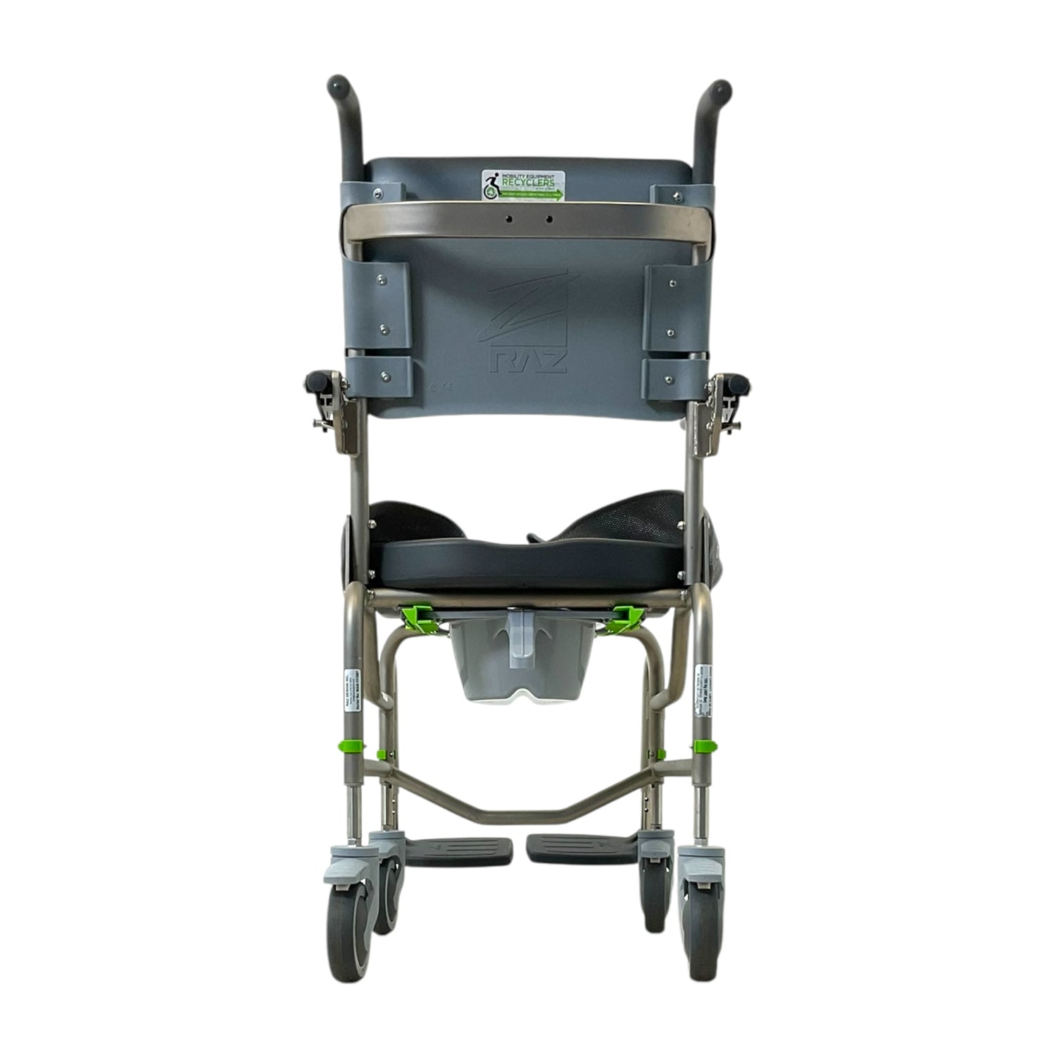 Back View of RAZ-AP Attendant Propel Shower Chair & Commode