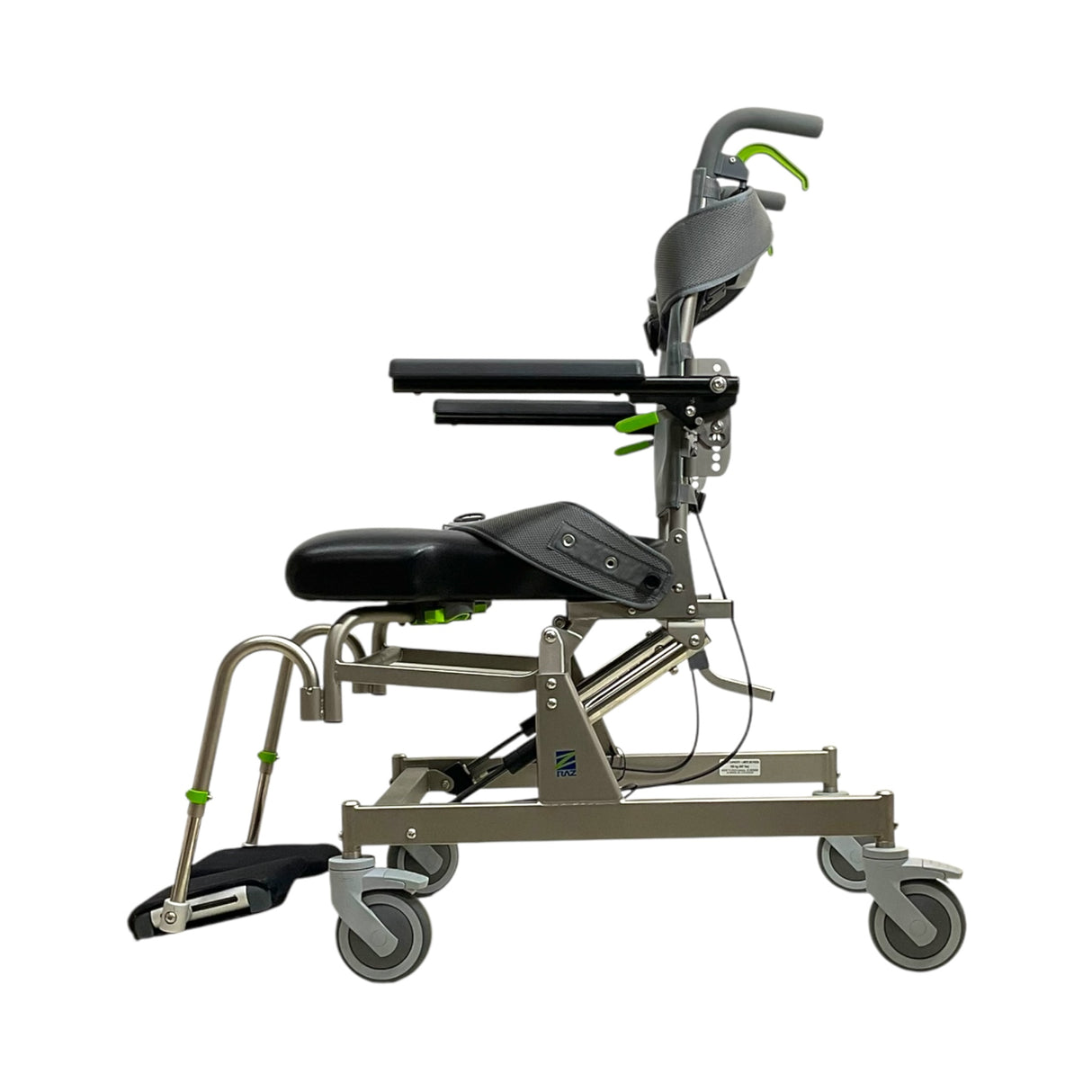 Left Side View of Raz Designs Raz-AT Attendant Tilt Shower Chair
