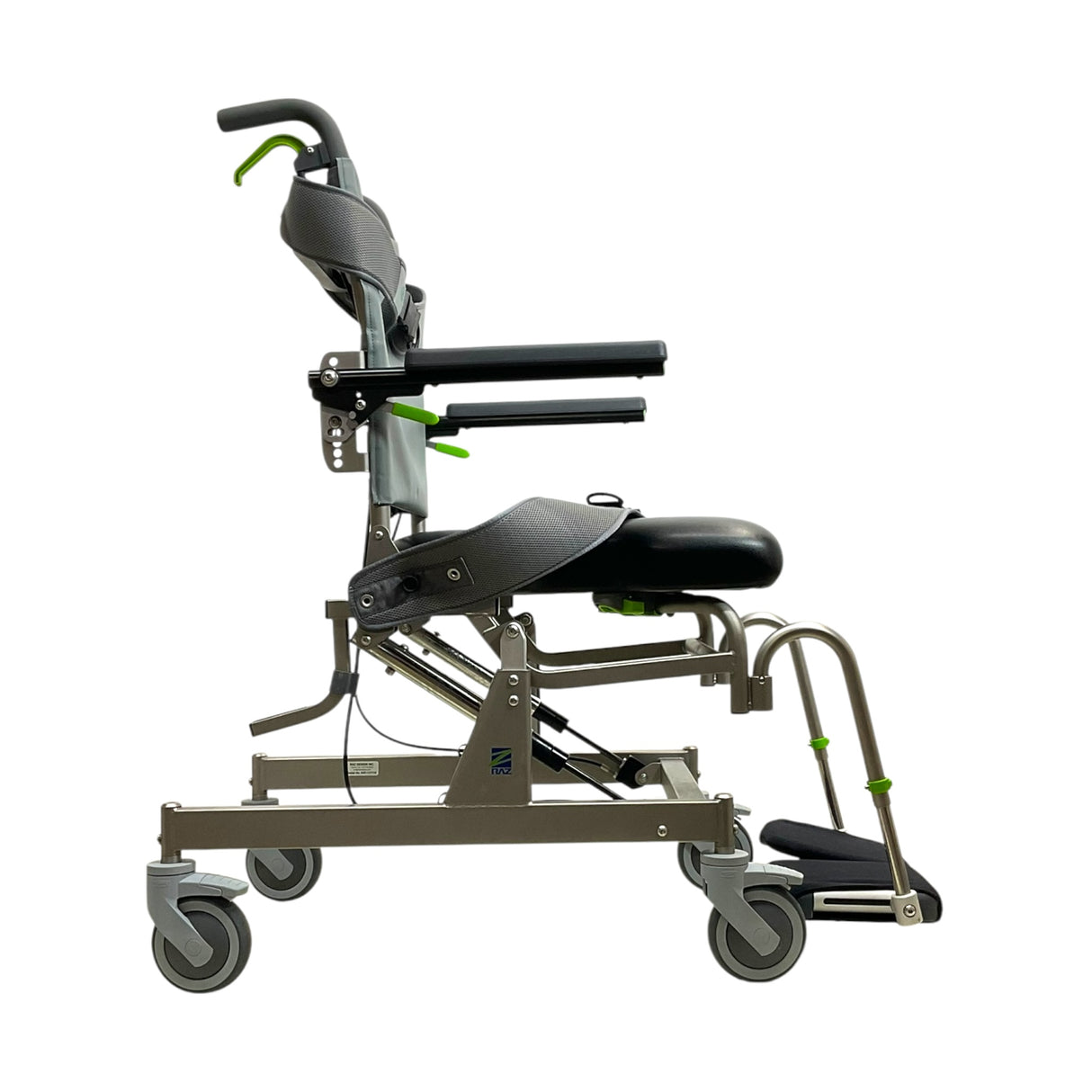 Right Side View of Raz Designs Raz-AT Attendant Tilt Shower Chair
