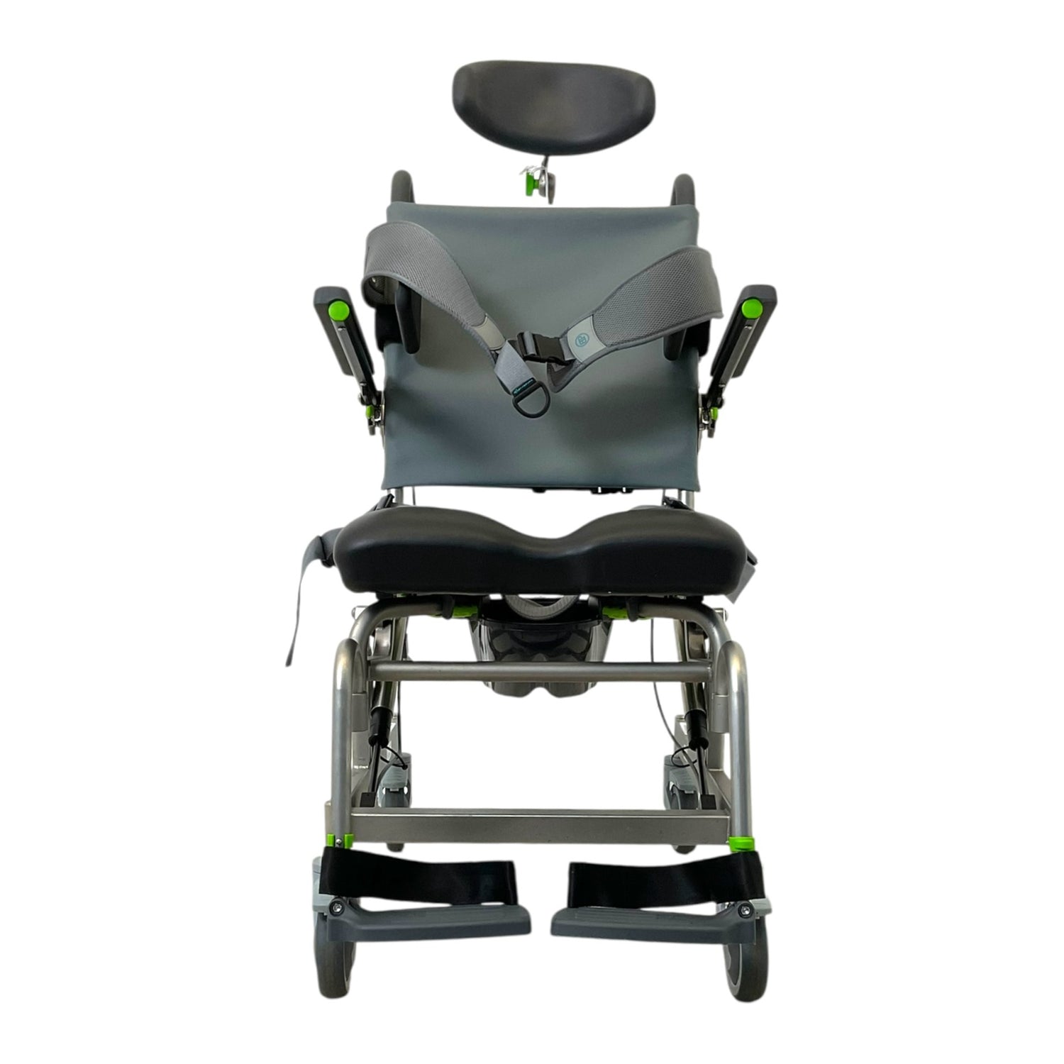 Front View of Raz Designs RAZ-AT (Attendant Tilt) Shower Chair & Commode