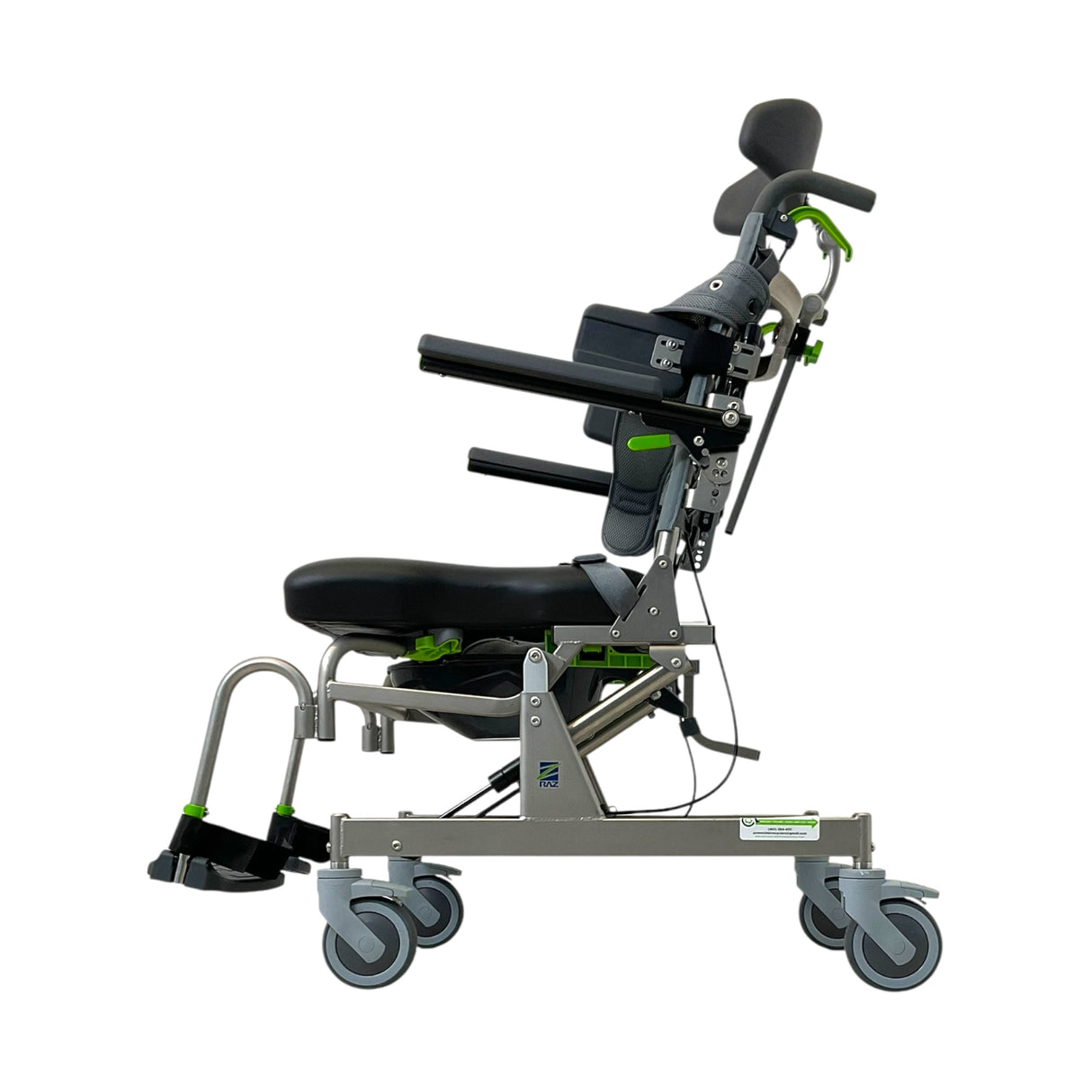 Left Side View of Raz Designs RAZ-AT (Attendant Tilt) Shower Chair & Commode