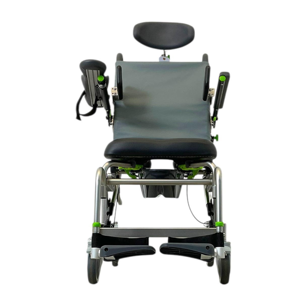 Front View of RAZ-AT Attendant Tilt Shower Chair/Commode