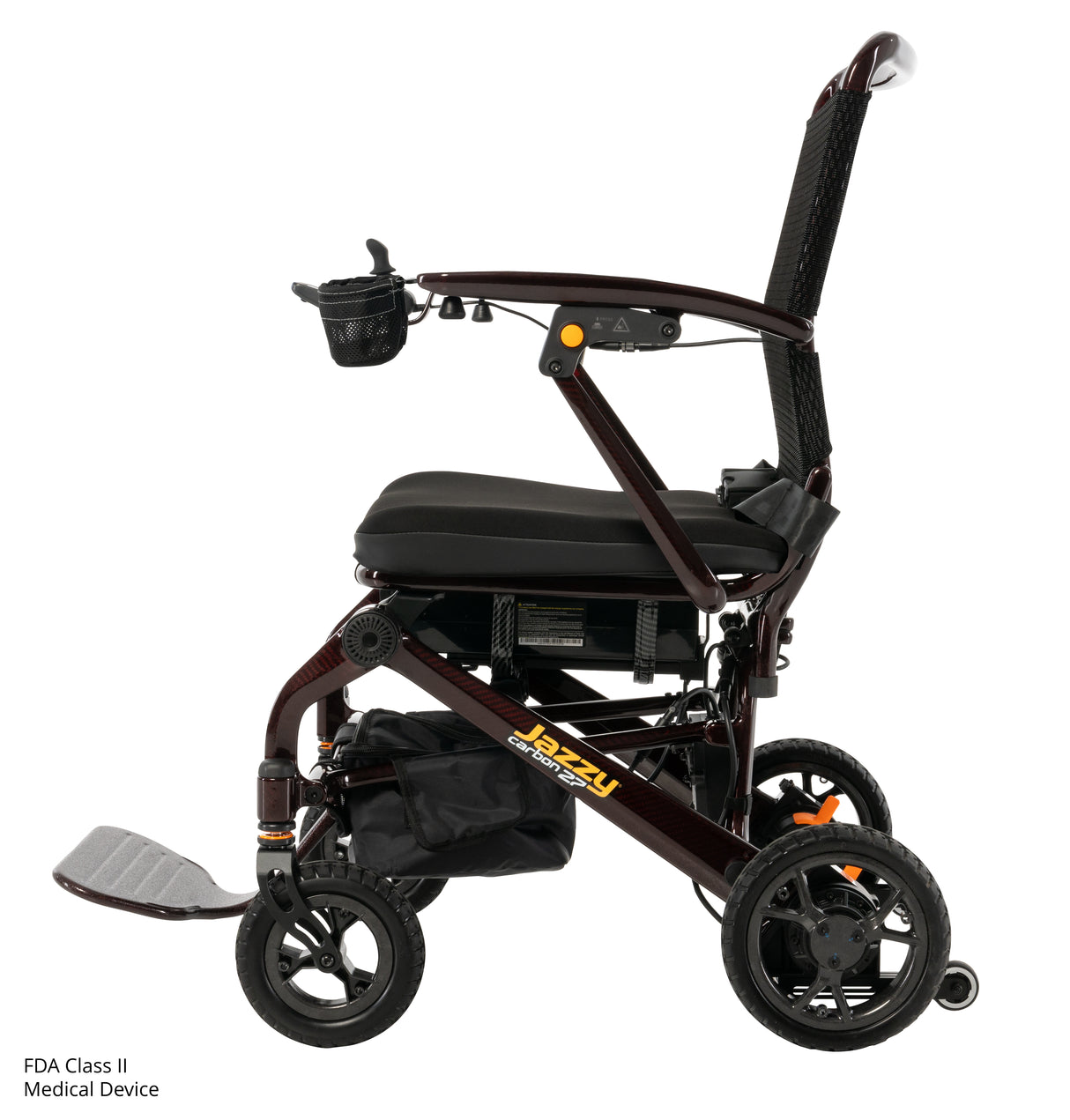 Left Profile View of Pride Jazzy Carbon 27 Power Chair