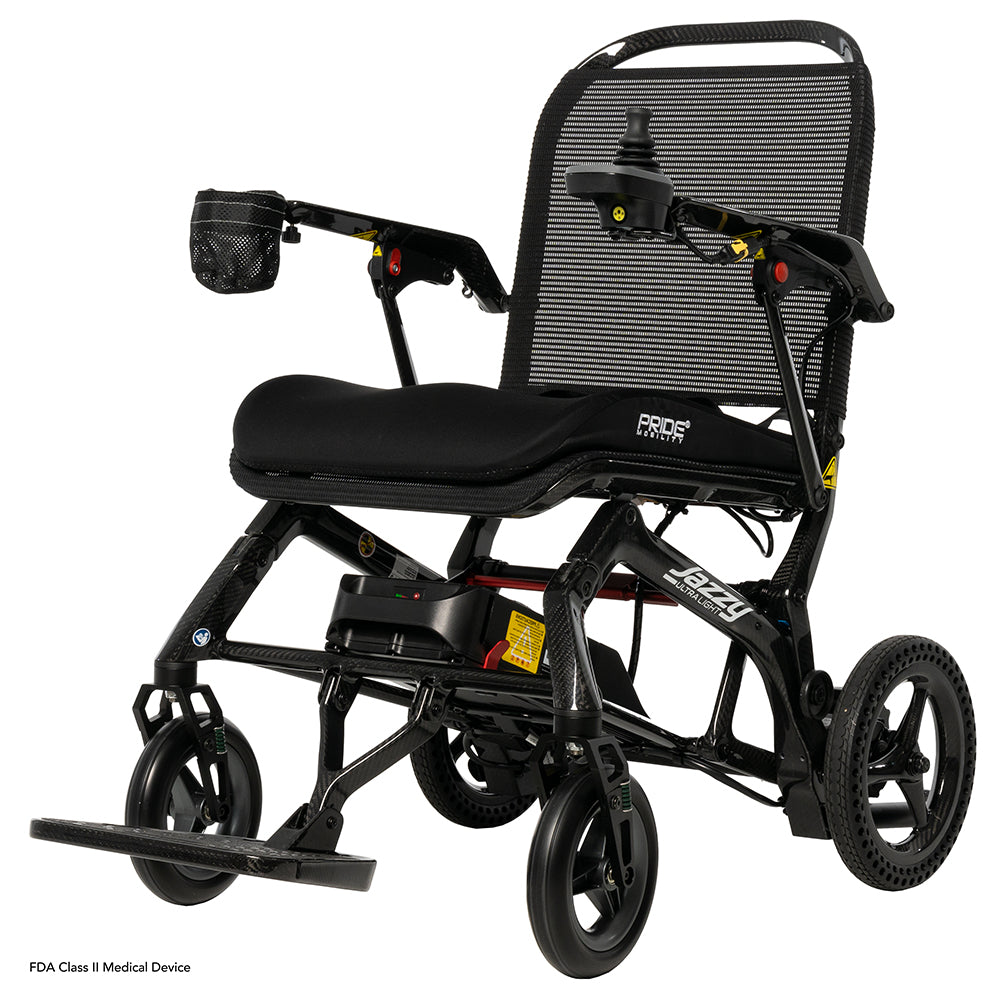 New Pride Mobility Jazzy Ultra Light Portable Power Chair | 18 x 18 inch Seat | Lightweight 33 LBS. Frame