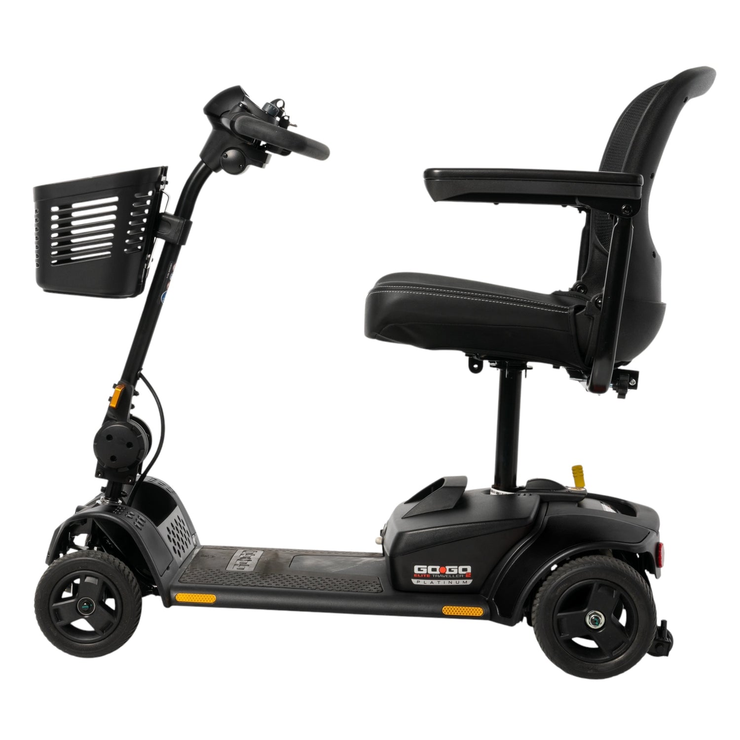 Left Side View of Black Pride Go Go Elite Traveller 2 Platinum Mobility Scooter