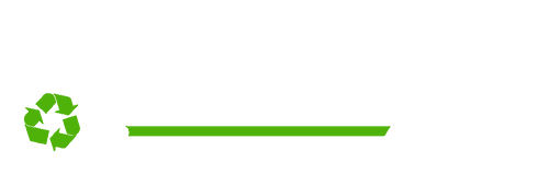 the logo for Mobility Equipment Recyclers of New England, features white capitalized text to the right of a white icon representation of a manual wheelchair user with a green recycle symbol in the center of the wheel