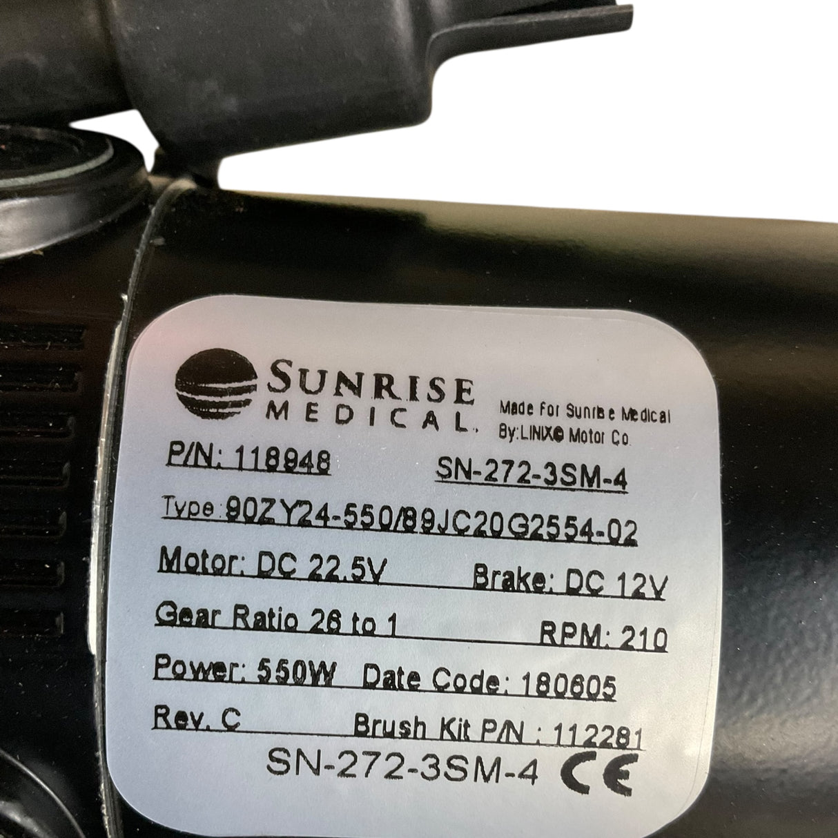 Right Motor Label for High Speed Motor & Gearbox Assemblies for Sunrise Medical Quickie P222 SE