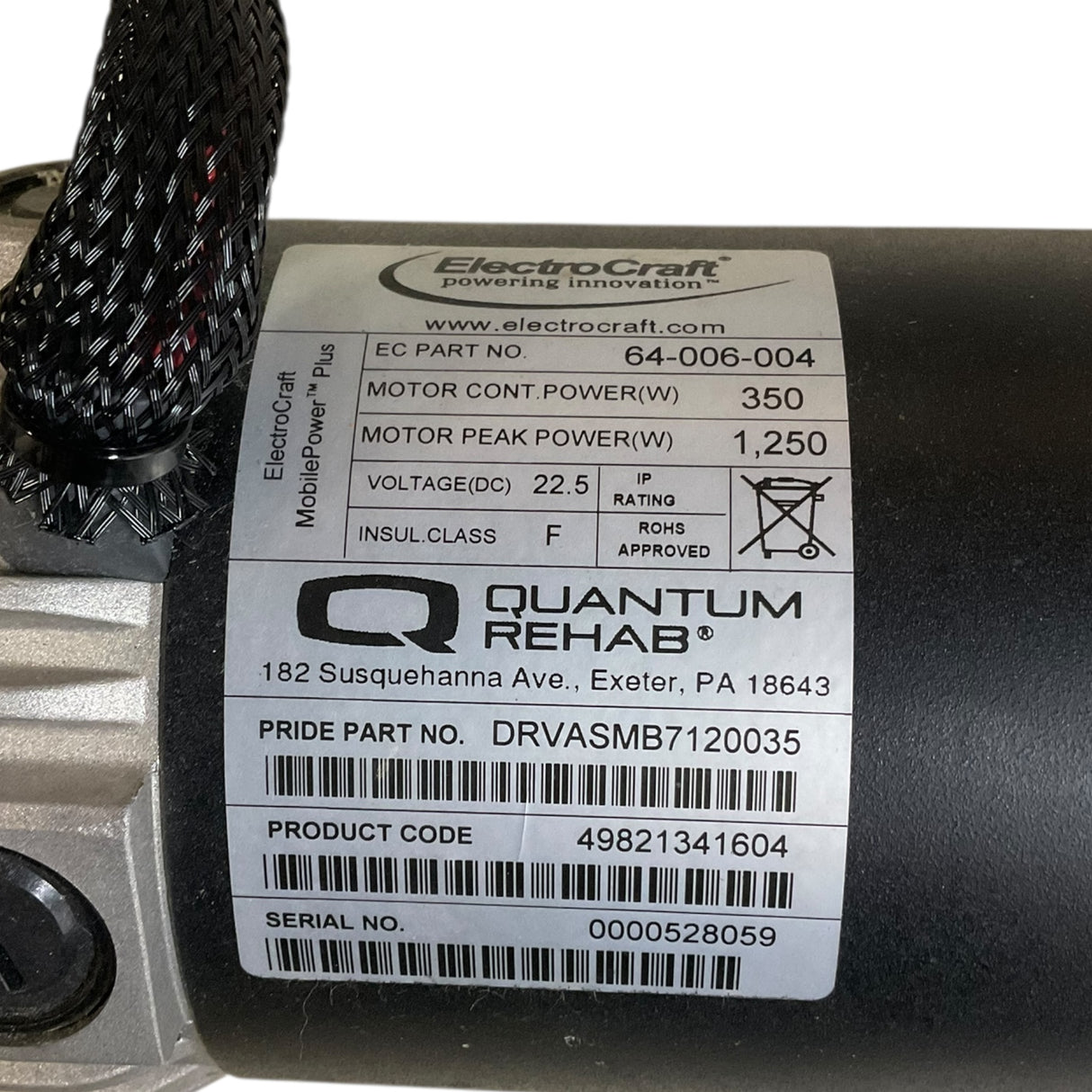 Motors for Pride Mobility Jazzy/Quantum 1450 Power Chairs | Right Side Label
