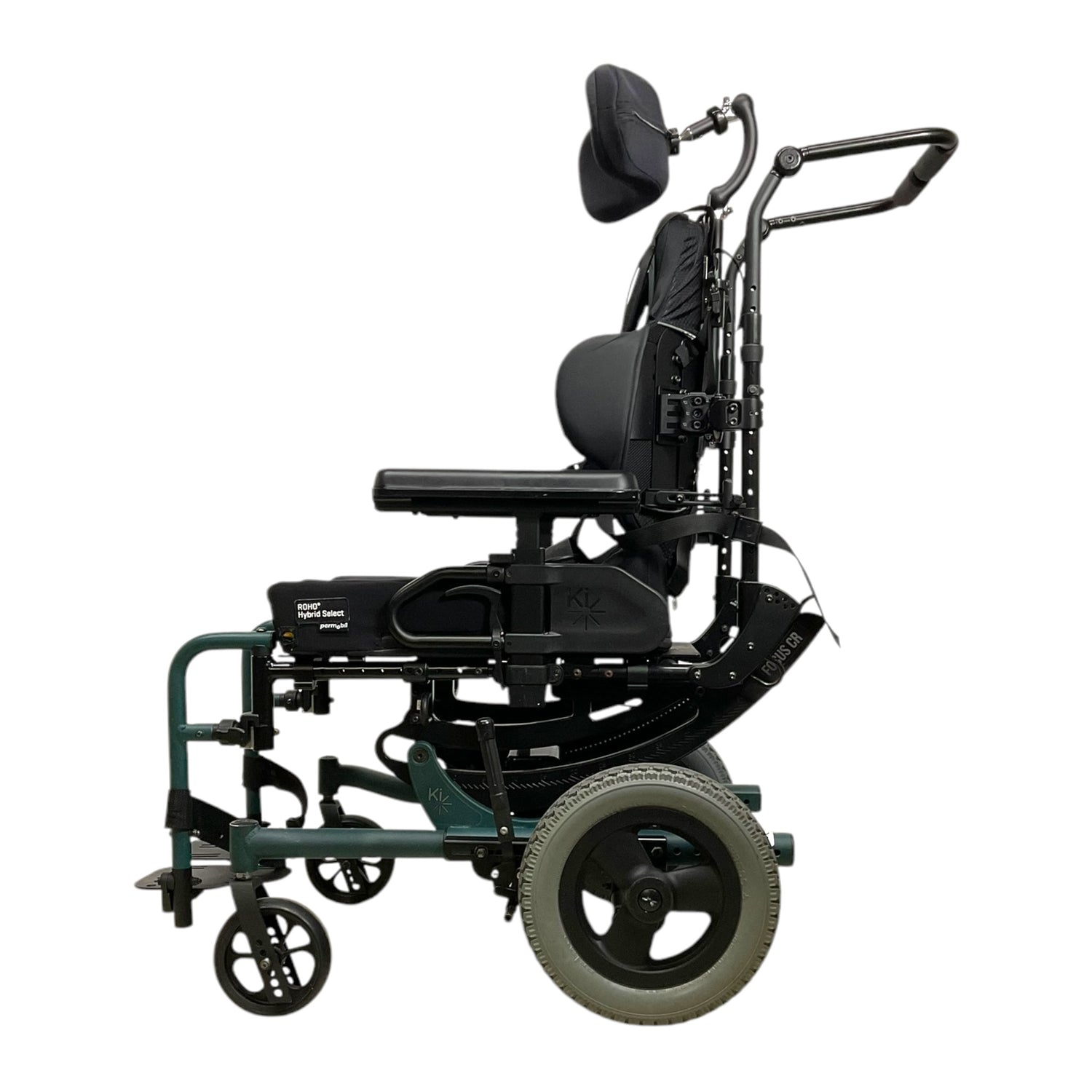 Left Sode View of Ki Mobility Focus CRe Tilt-in-Space Wheelchair