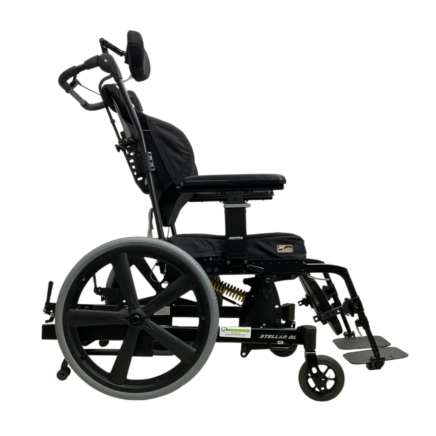 Right Side View of PDG Stellar Tilt-in-Space Manual Wheelchair with Self-Propel Tires