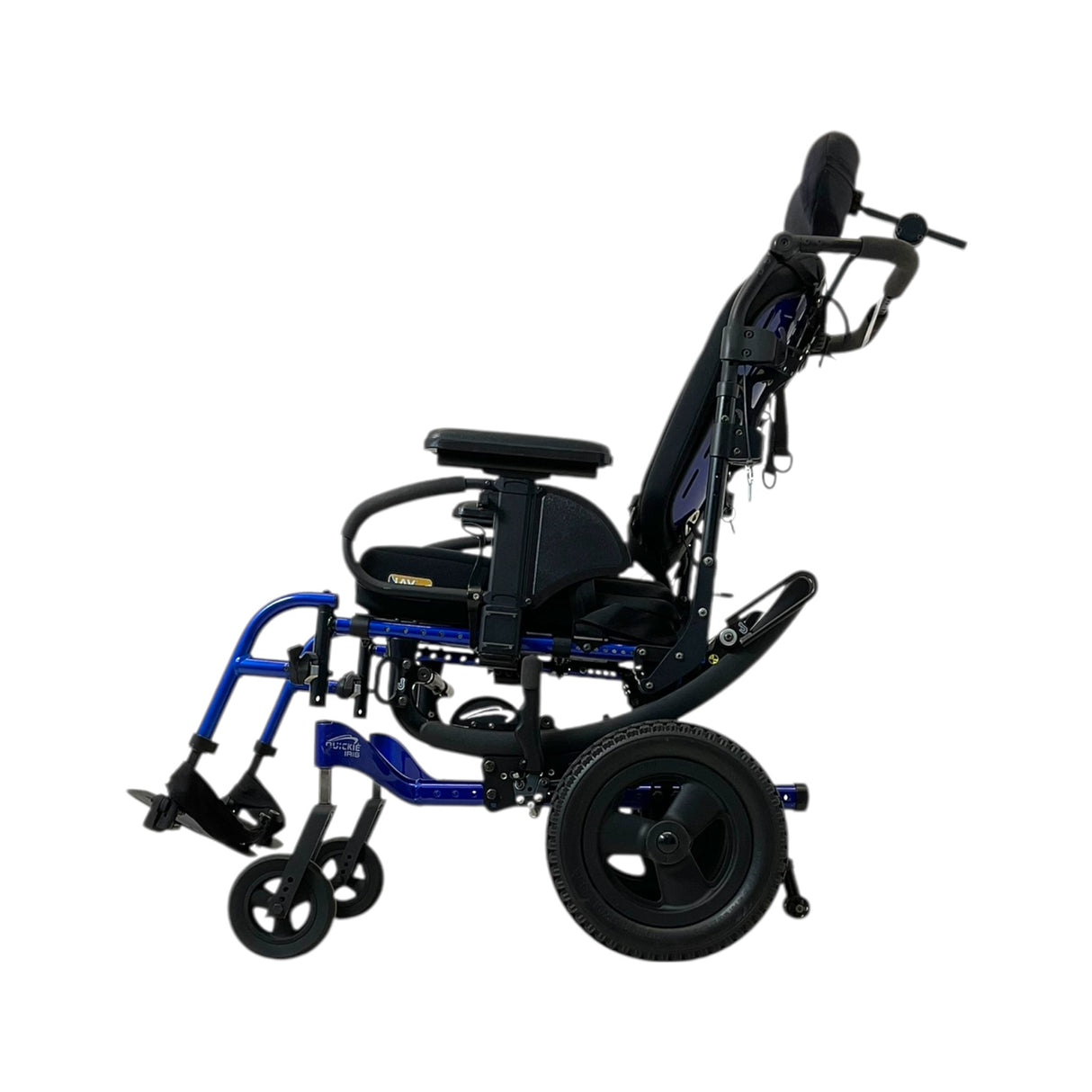 Left Side View of Quickie Iris Tilt-in-Space Manual Wheelchair