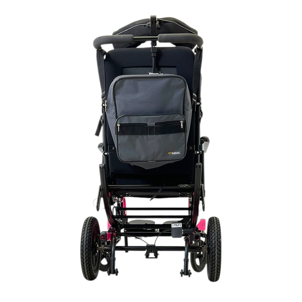 Back View of Quickie Iris Tilt-in-Space Manual Wheelchair with Backpack