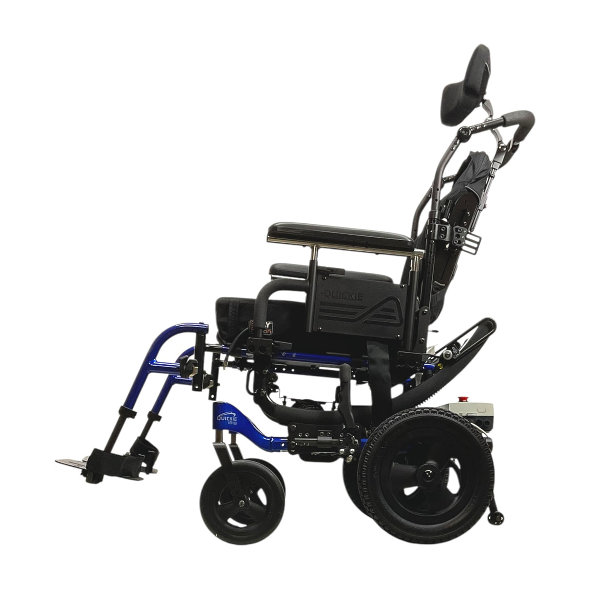 Left Side View of Quickie Iris Tilt-in-Space with Remote Operated Power Tilt