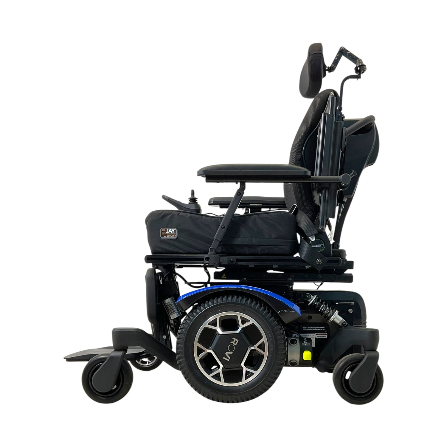 Left Side View of Rovi X3 Rehab Power Wheelchair