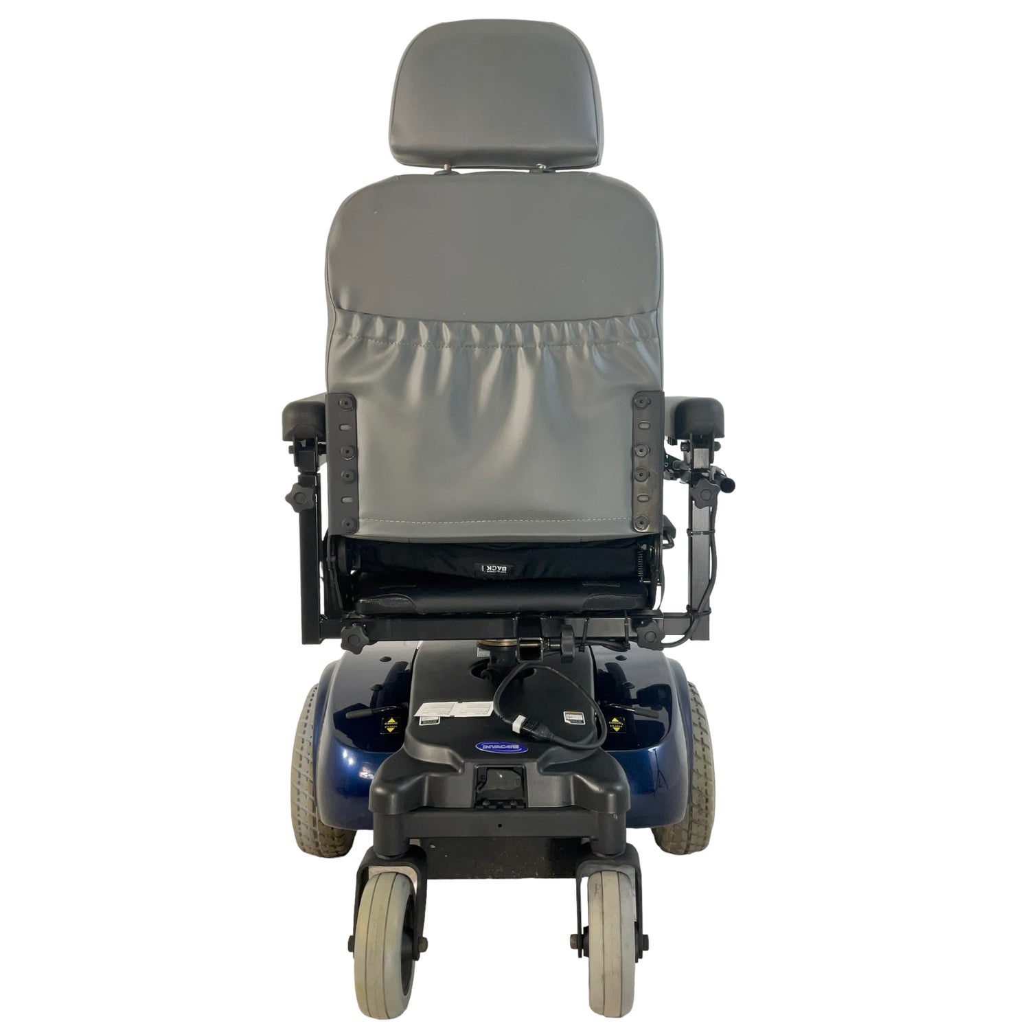 Back view of Invacare Pronto M51 Electric Wheelchair with rear pouch