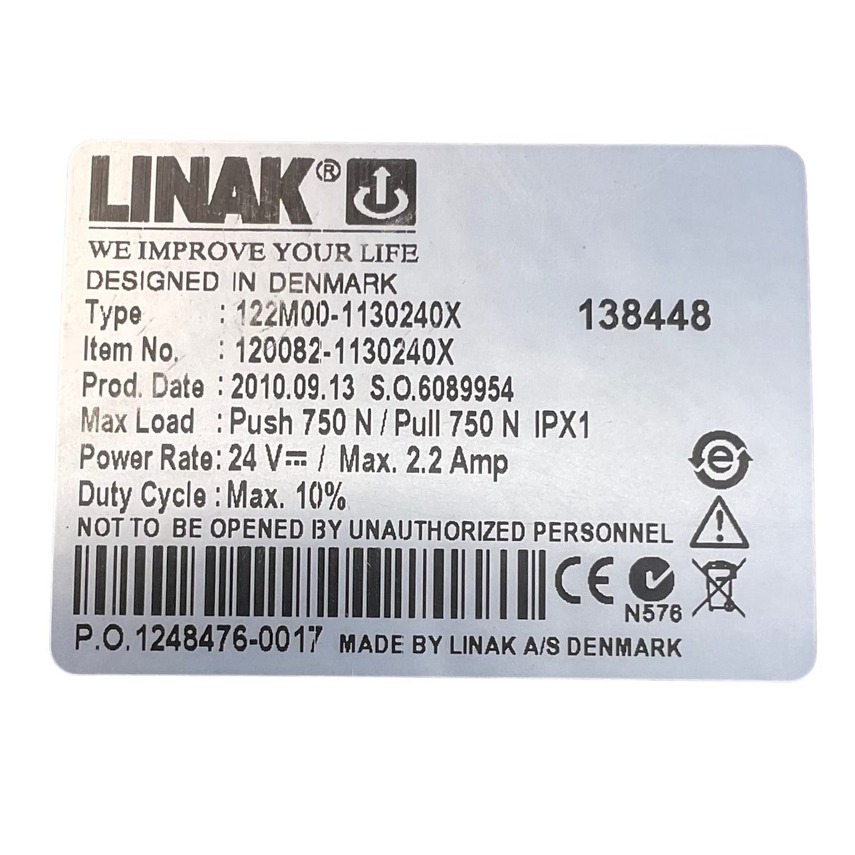 Leg Rest Actuator for Quickie S-646 Power Wheelchair | Linak | 138448