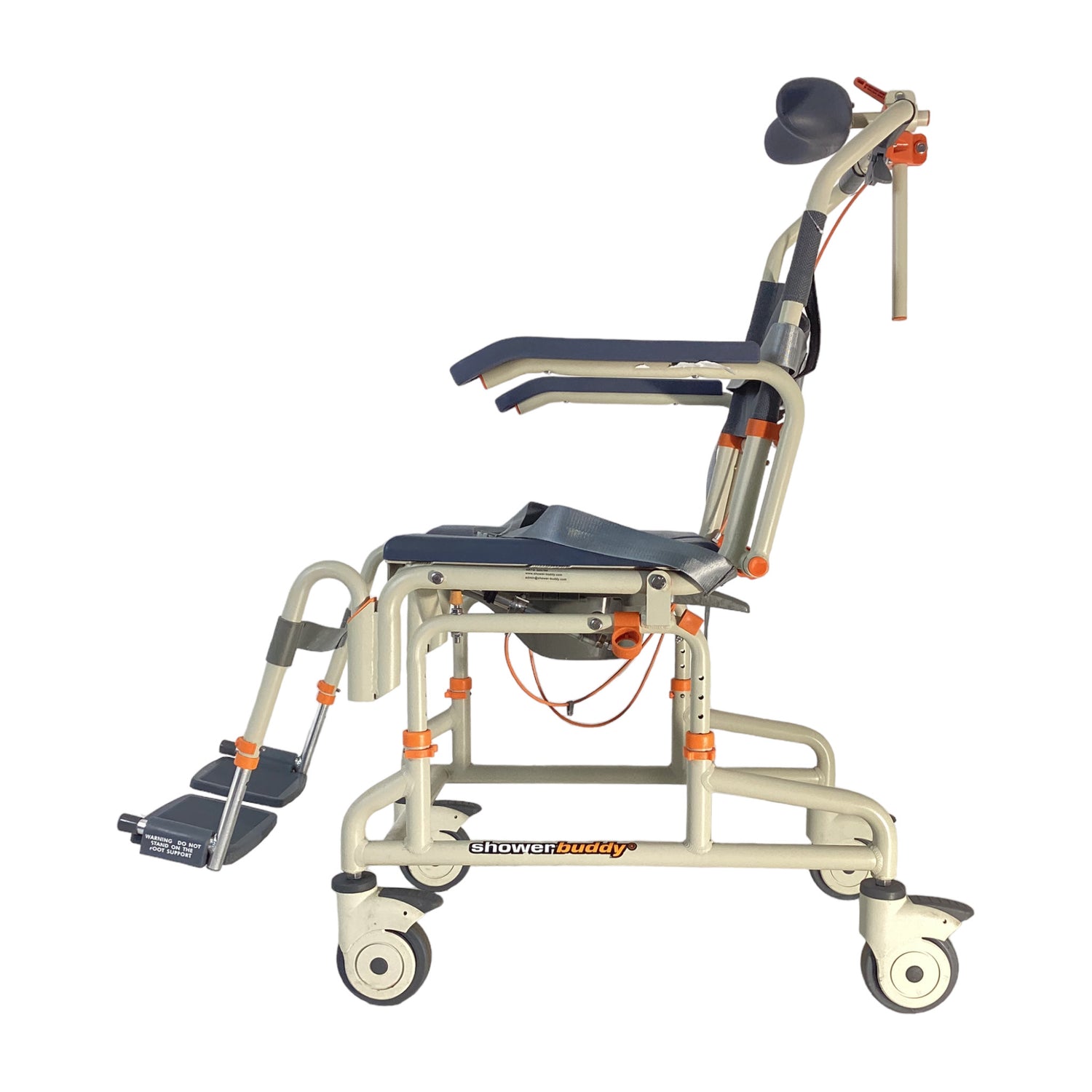 Left side view of ShowerBuddy SB3T Roll-in Shower Chair