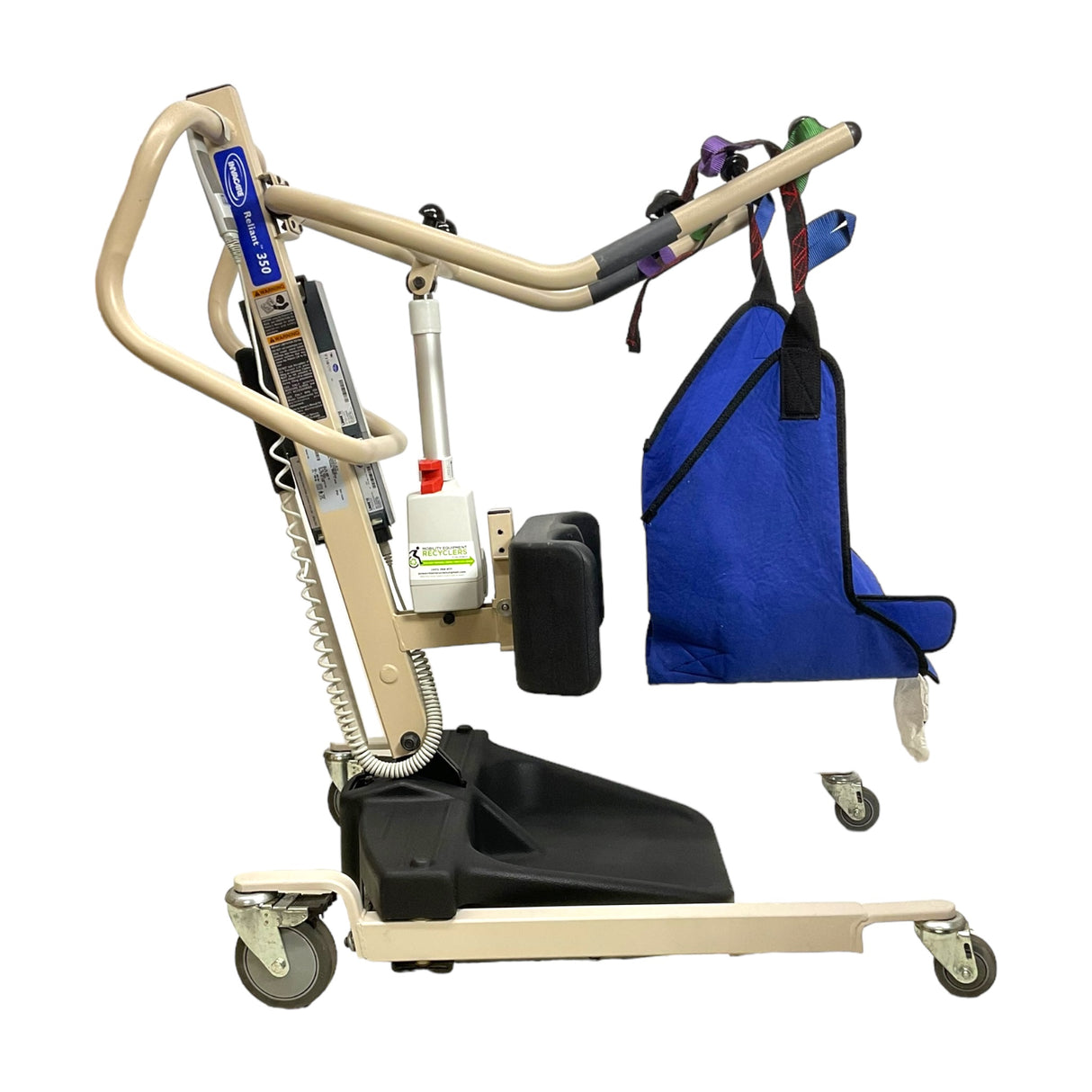 Invacare Reliant 350 Electric Patient Lift | Manual Adjustable Base | Sling Included
