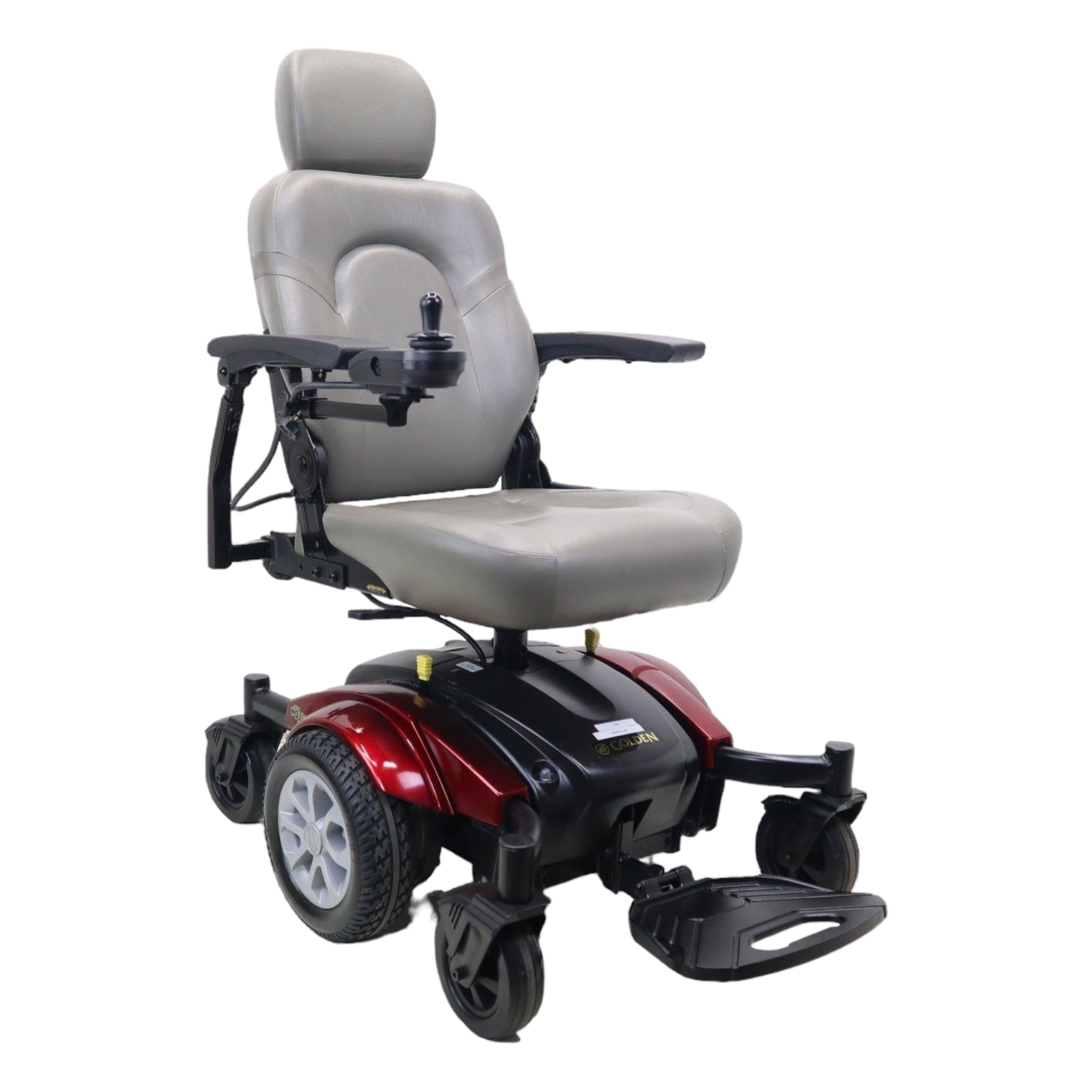 Right side view of red Golden Technologies Compass Sport power chair