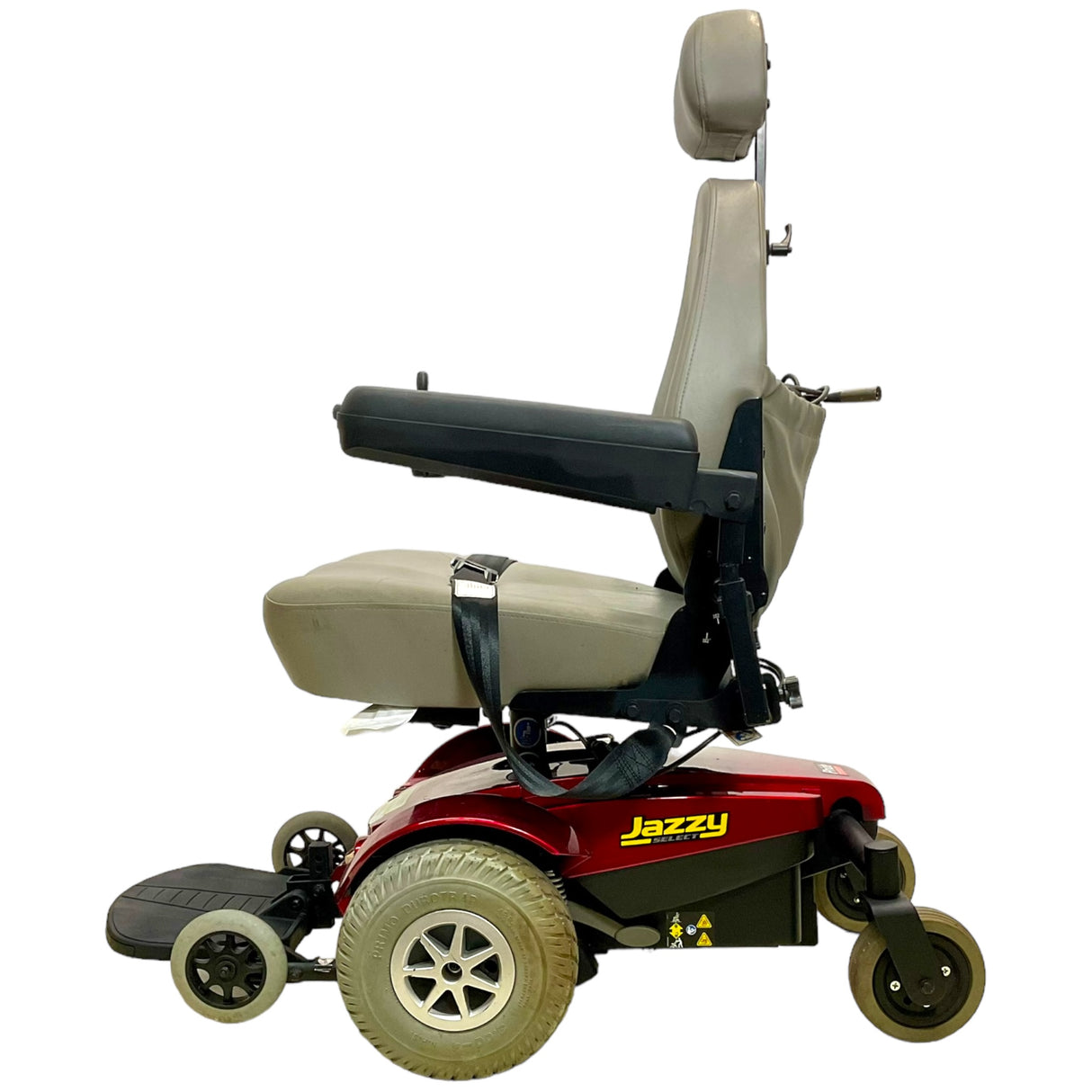 Left profile view of Pride Jazzy Select power chair