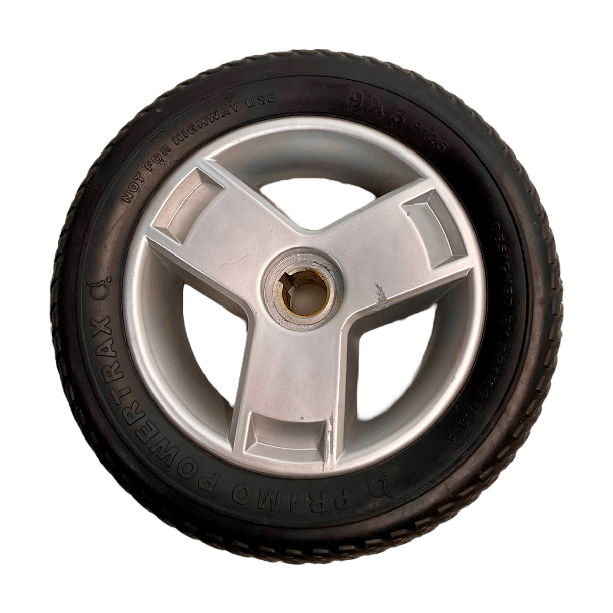 Flat-Free Drive Wheel Assembly for Pride Mobility Go-Chair, Go-Chair MED, & Kozmo Power Chairs | 9 x 3 inches | Pr1mo Powertrax