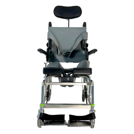 Front view of Raz-AT attendant tilt shower chair