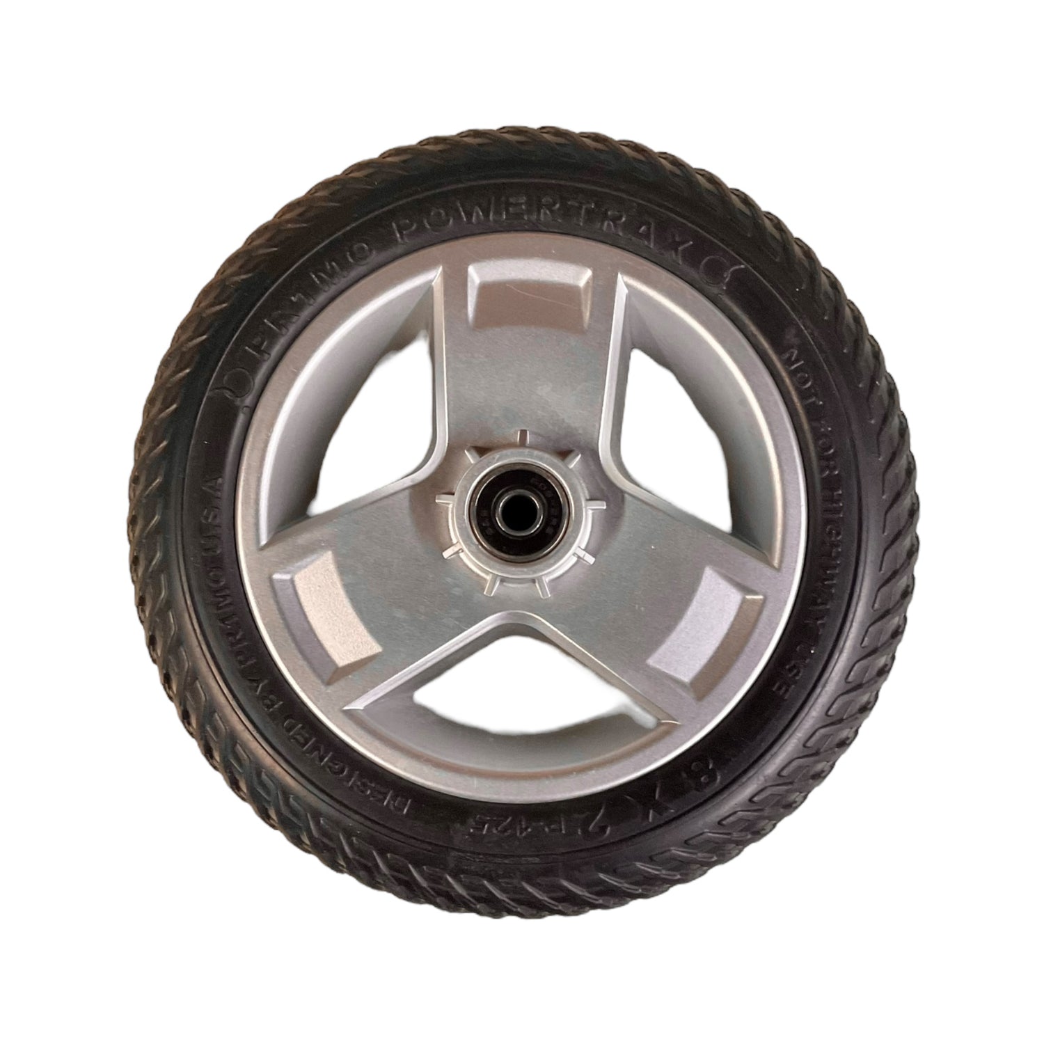 Flat-Free Front Wheel Assembly for Pride Go-Go Elite Traveller Plus, Go-Go Ultra X, Go-Go LX, Go-Go Endurance Li Scooters | Pr1mo Powertrax 8 x 2 inch