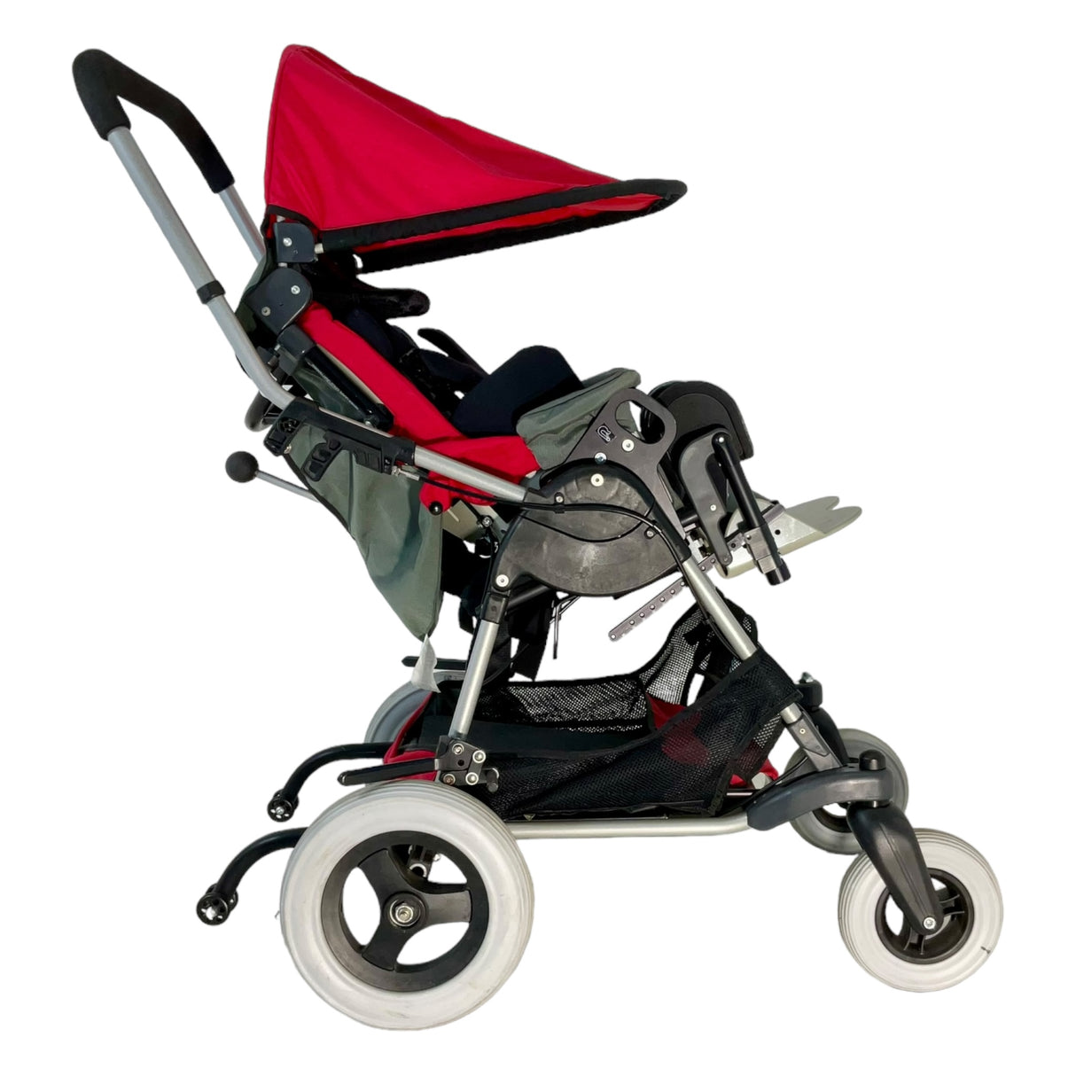 Right profile view of Quickie Zippie KID-KART Xpress stroller