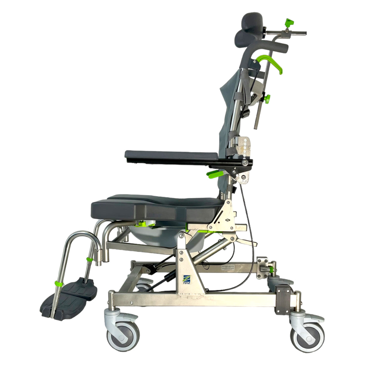 Left profile view of Raz-AT shower chair