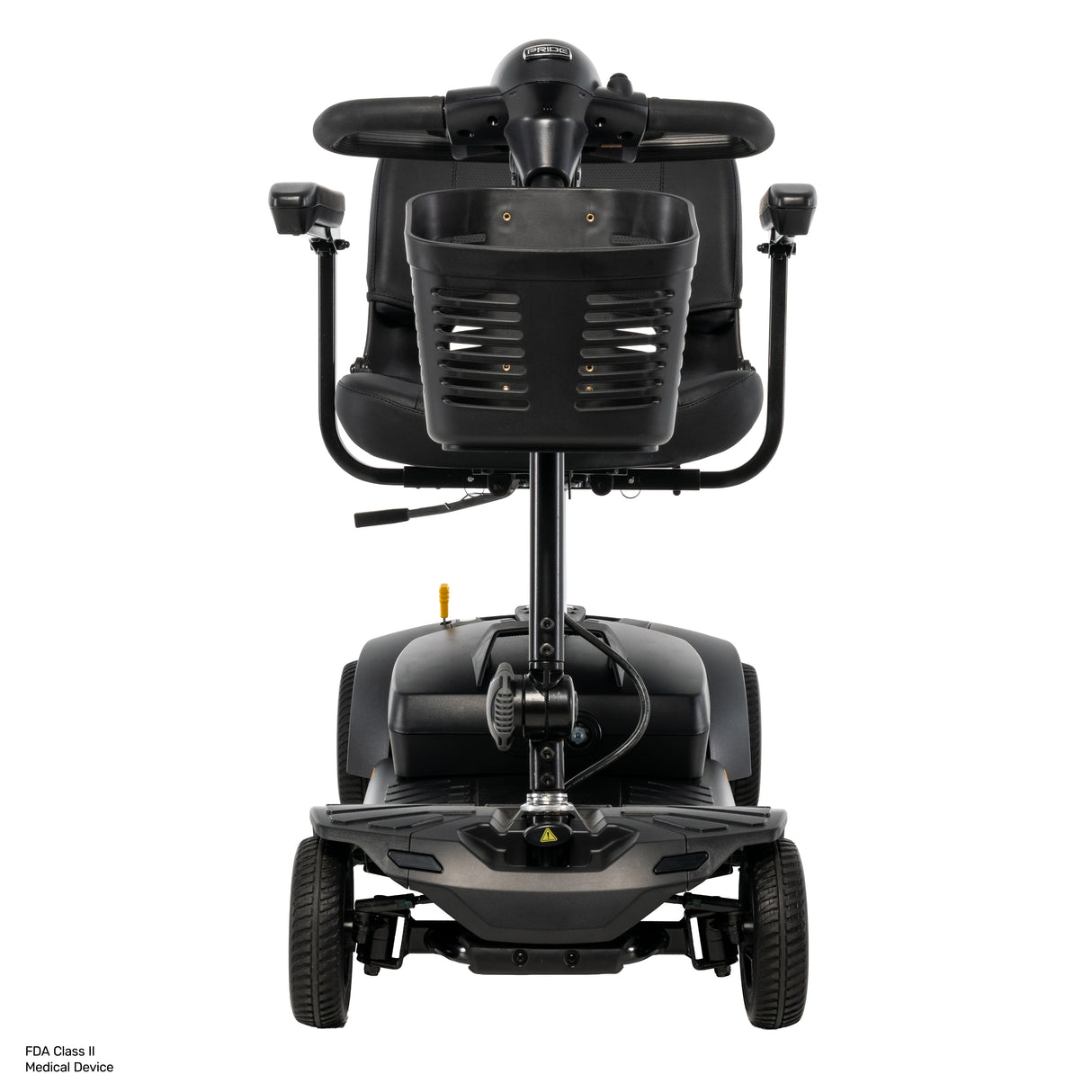 Front view of Go Go Ultra X Gen 3 with a front storage basket, padded seat, and dual wheels on a white background.
