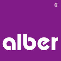 the Alber logo -- the word 'alber' in bold white rounded print inside the bottom of a purple square