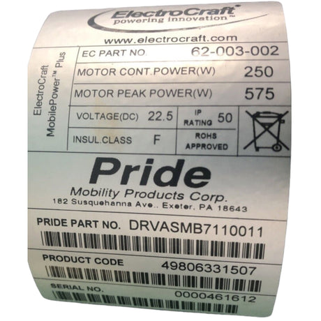 Motors for Pride Mobility Jazzy Elite 14 & Jazzy Elite HD Power Chair | DRVASMB7110011 | DRVASMB7110012