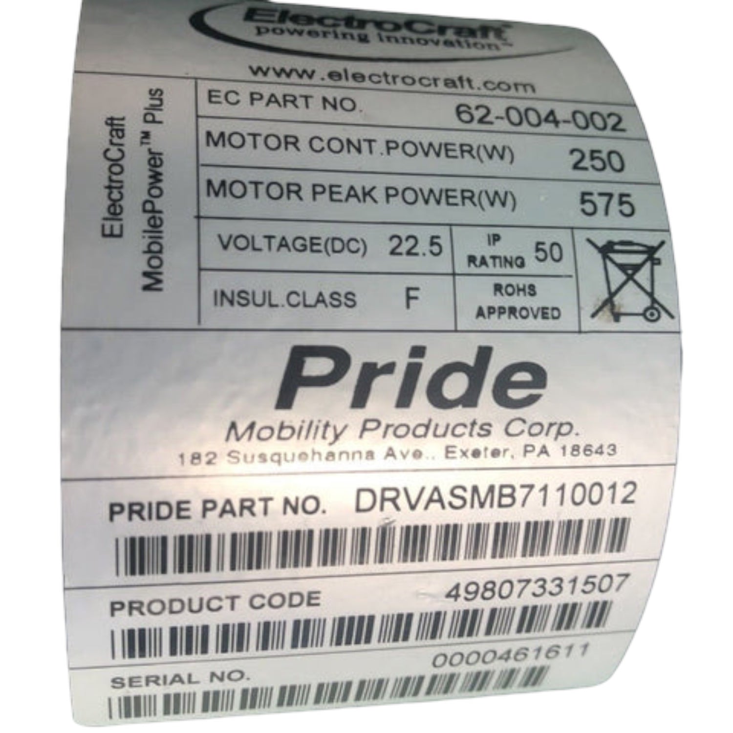 Motors for Pride Mobility Jazzy Elite 14 & Jazzy Elite HD Power Chair | DRVASMB7110011 | DRVASMB7110012