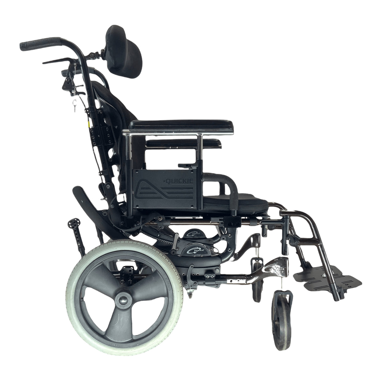 Right side view of Quickie Iris Tilt-in-Space wheelchair