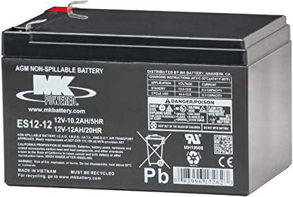 Front view of MK 12V 12AH Sealed Lead Acid Battery