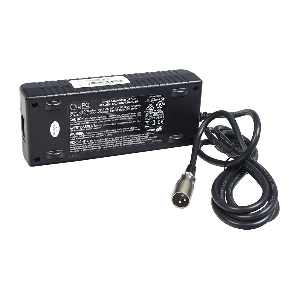 Underside view of Pride Mobility Universal Power Group 5 Amp XLR AGM/Gel Battery Charger