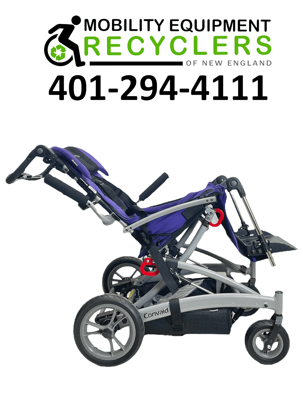 convaid rodeo gray pediatric stroller right side tilt