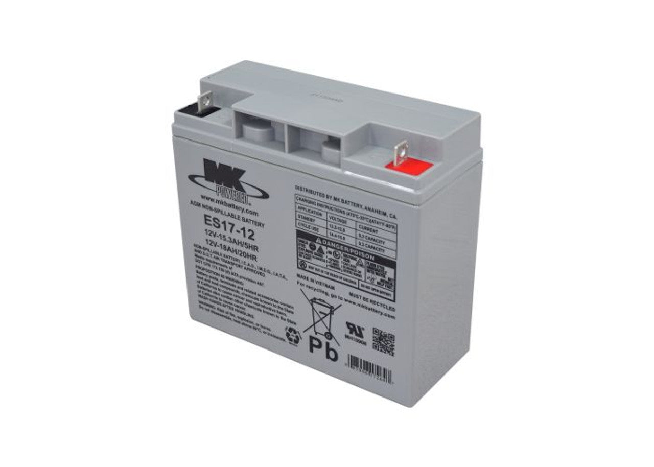 Front view of MK 12V 18 AH Sealed Lead Acid Battery