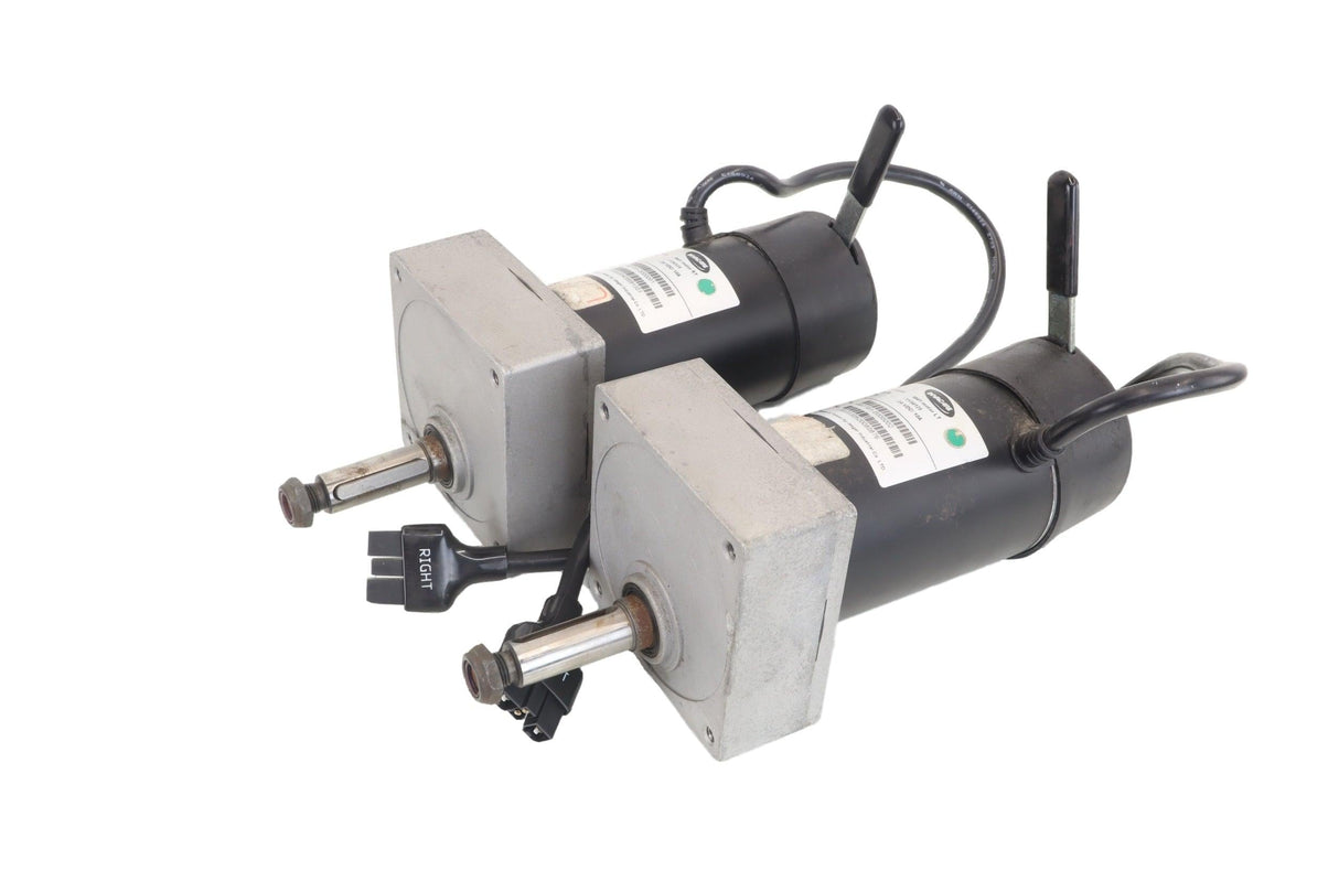 motors for the Invacare M41 power chair viewed from the side at an angle