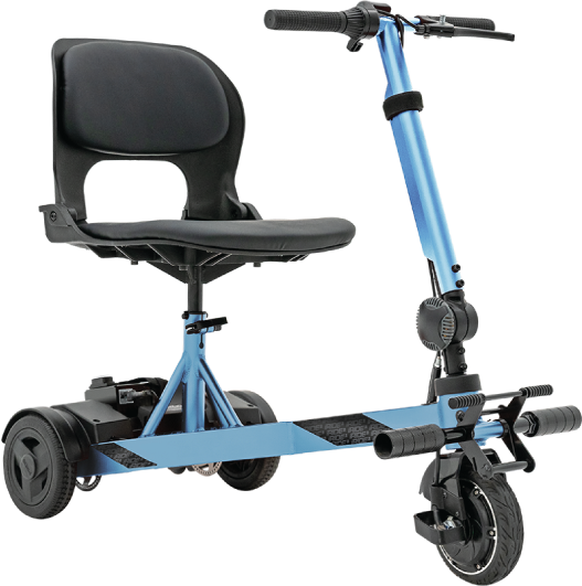 Right side profile of blue iRide 2 scooter