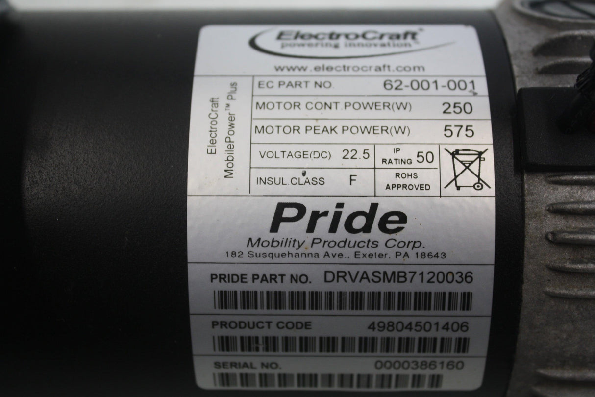 Jazzy 600 ES Power Chair ElectroCraft Left & Right Motors | DRVASMB7120036 | DRVASMB7120037 | 62-001-001 | 62-002-001-Mobility Equipment for Less
