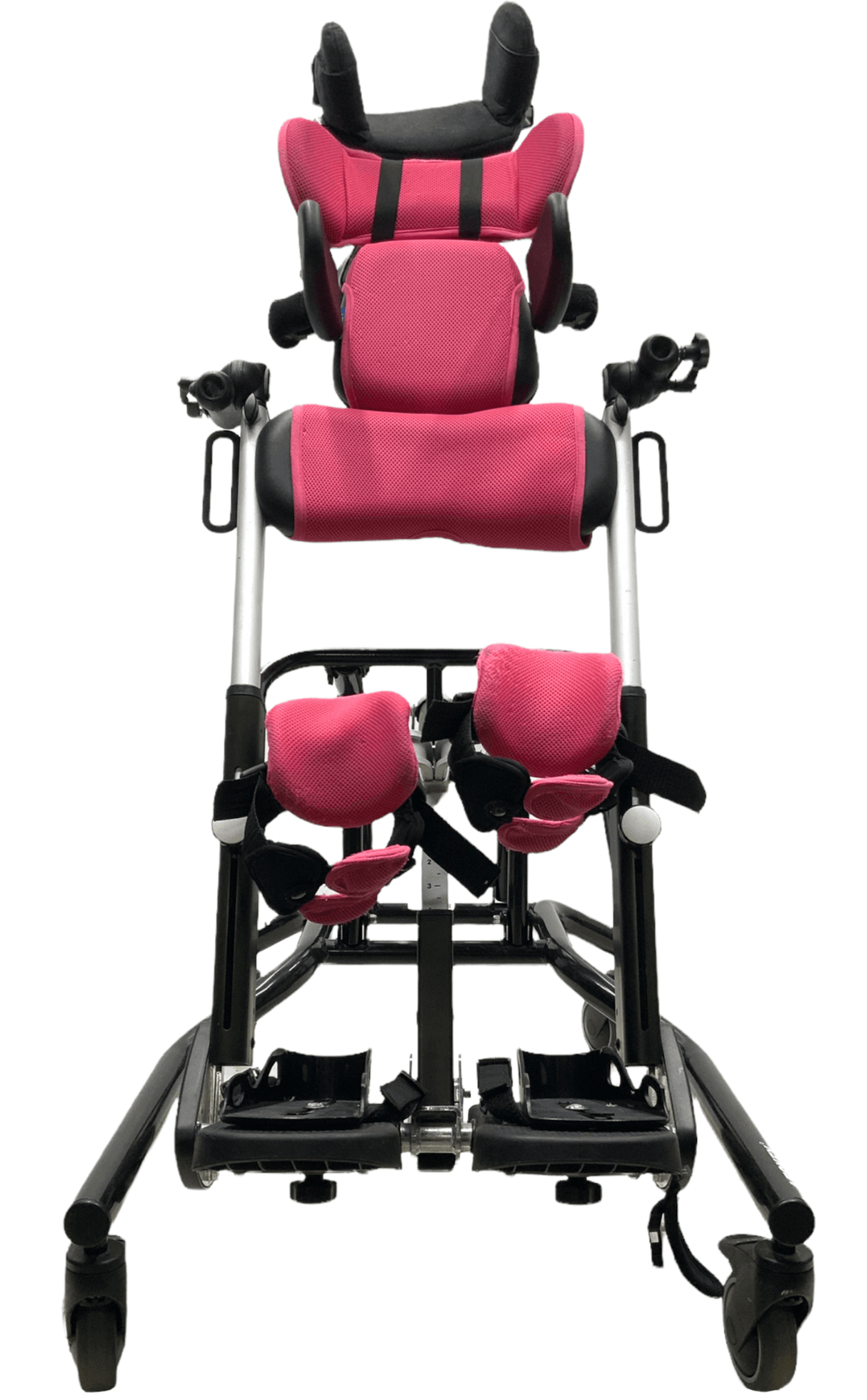 leckey mygo stander 1 pink pediatric stander front view