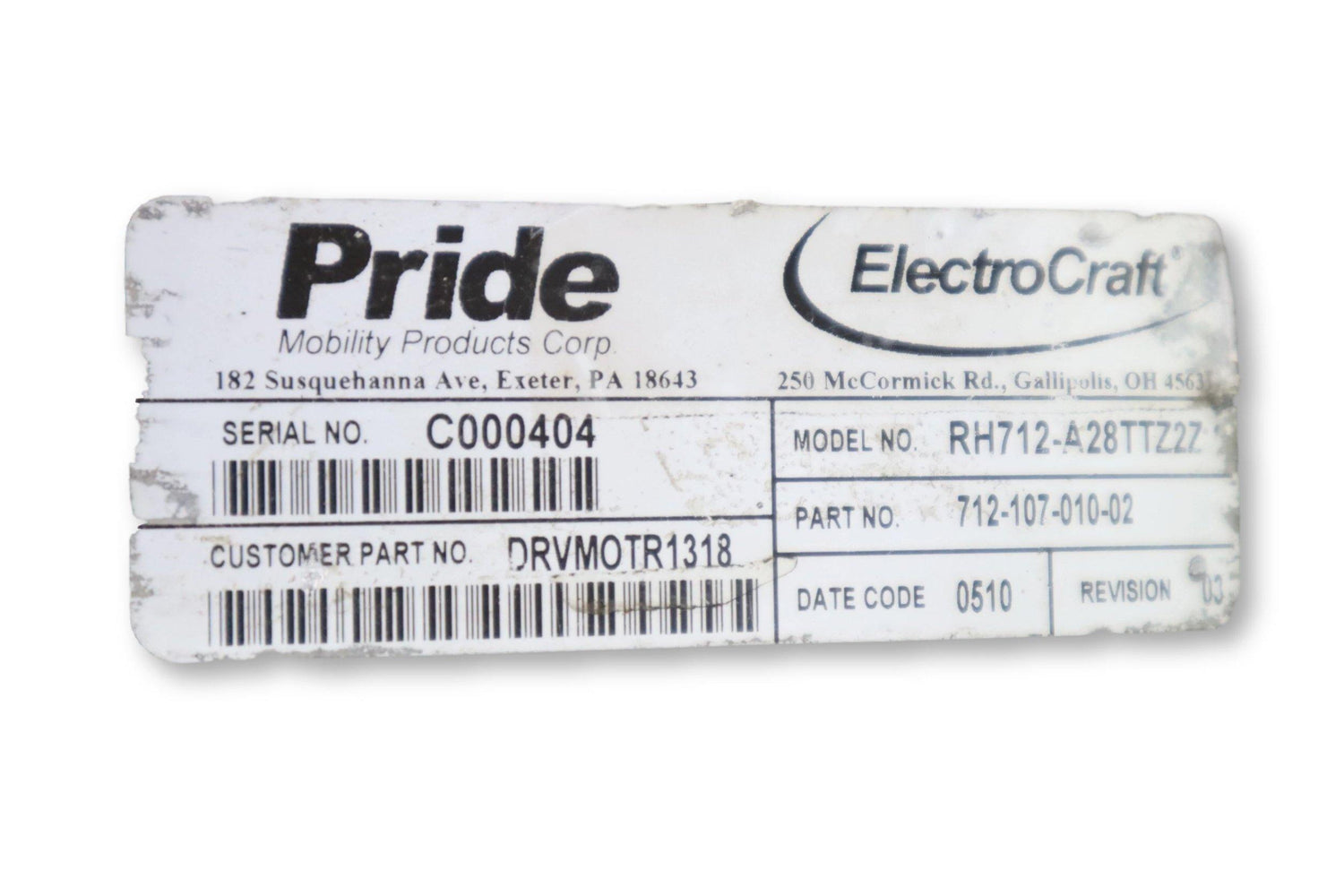 Left & Right ElectroCraft Motors For Pride Mobility Quantum 6000Z Power Chairs | DRVMOTR1319 | DRVMOTR1318-Mobility Equipment for Less