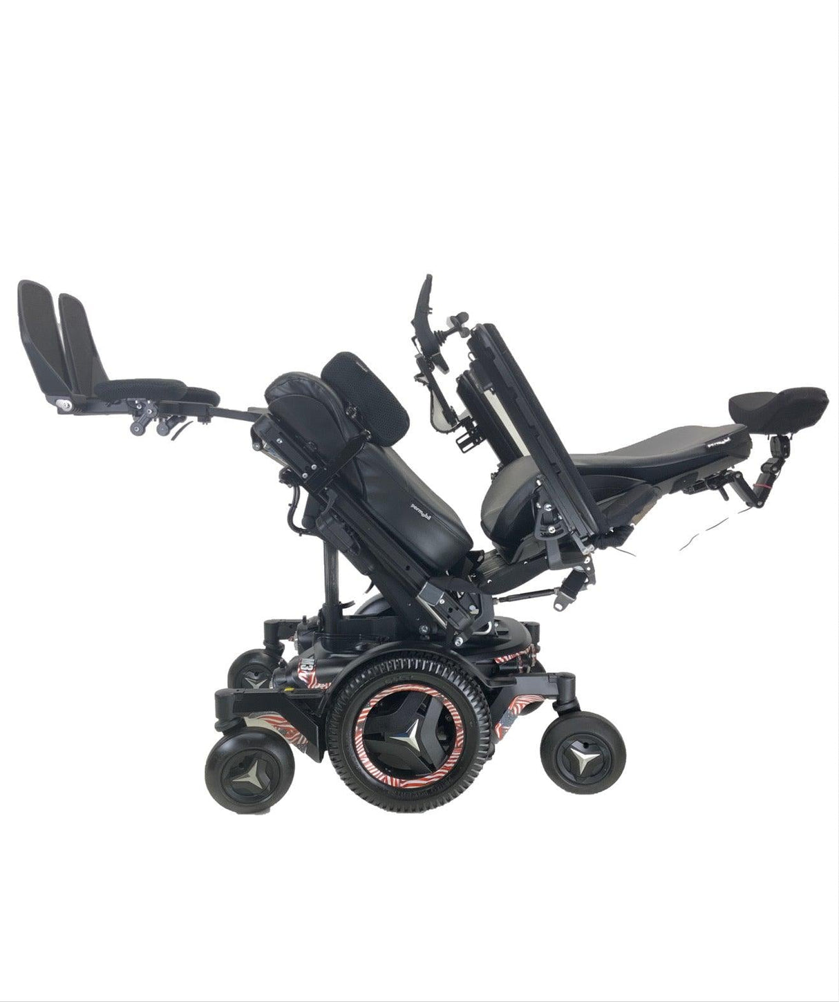 Like New 2019 Permobil M3 Rehab Power Chair | 19" x 21" Seat | Seat Elevate, Tilt, Recline, Power Legs | Only 33 Miles! | American Flag Color Decal Kit-Mobility Equipment for Less