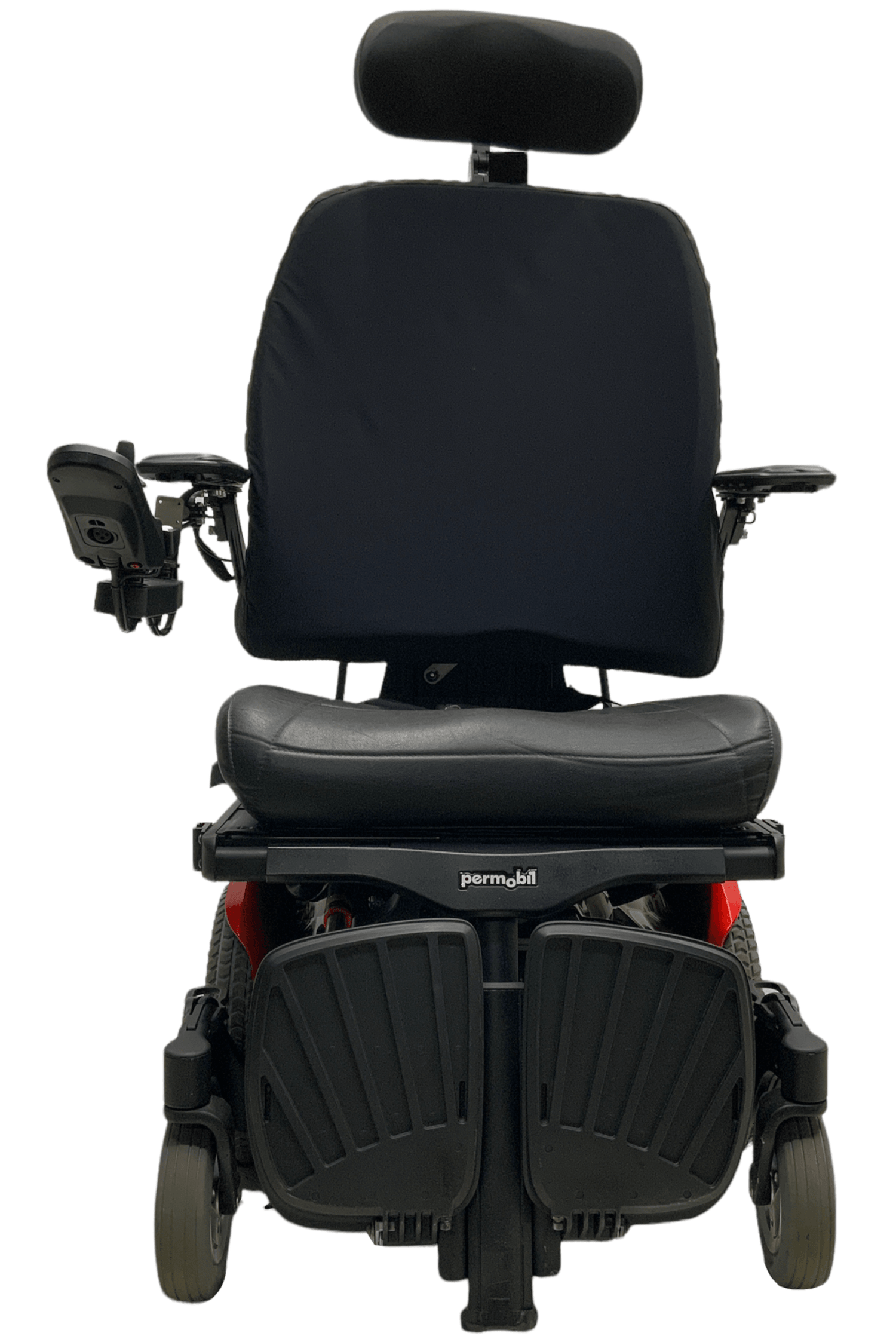 permobil m300 hd heavy duty red power wheelchair front