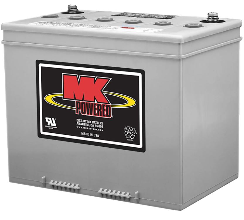 Front view of MK 12V 75AH Gel Battery (flat-top terminal)