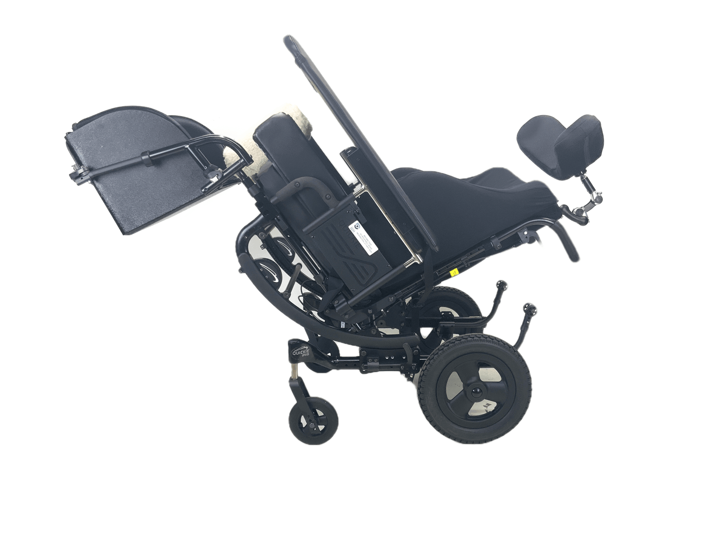 New Quickie Iris Tilt-In-Space Manual Wheelchair | 18 x 18 Inches | Legbox, Thigh Supports, Abductor Pad, Removable Activity Tray-Mobility Equipment for Less