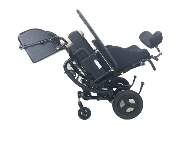 New Quickie Iris Tilt-In-Space Manual Wheelchair | 18 x 18 Inches | Legbox, Thigh Supports, Abductor Pad, Removable Activity Tray-Mobility Equipment for Less