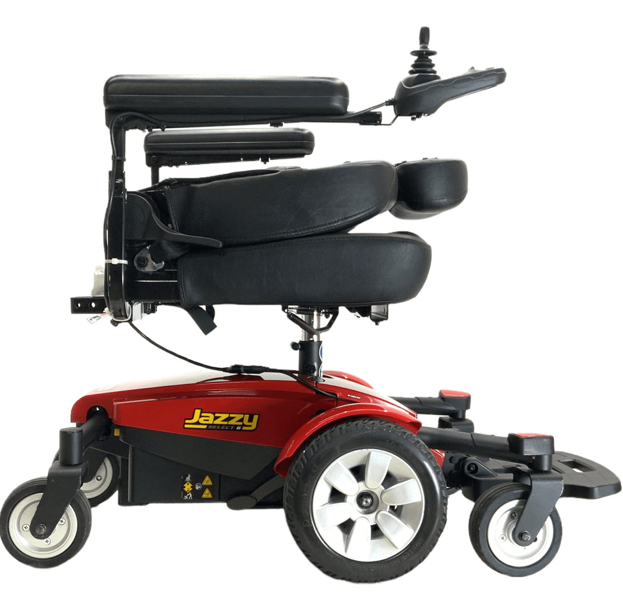 pride mobility jazzy select 6 red power wheelchair seat collapsed