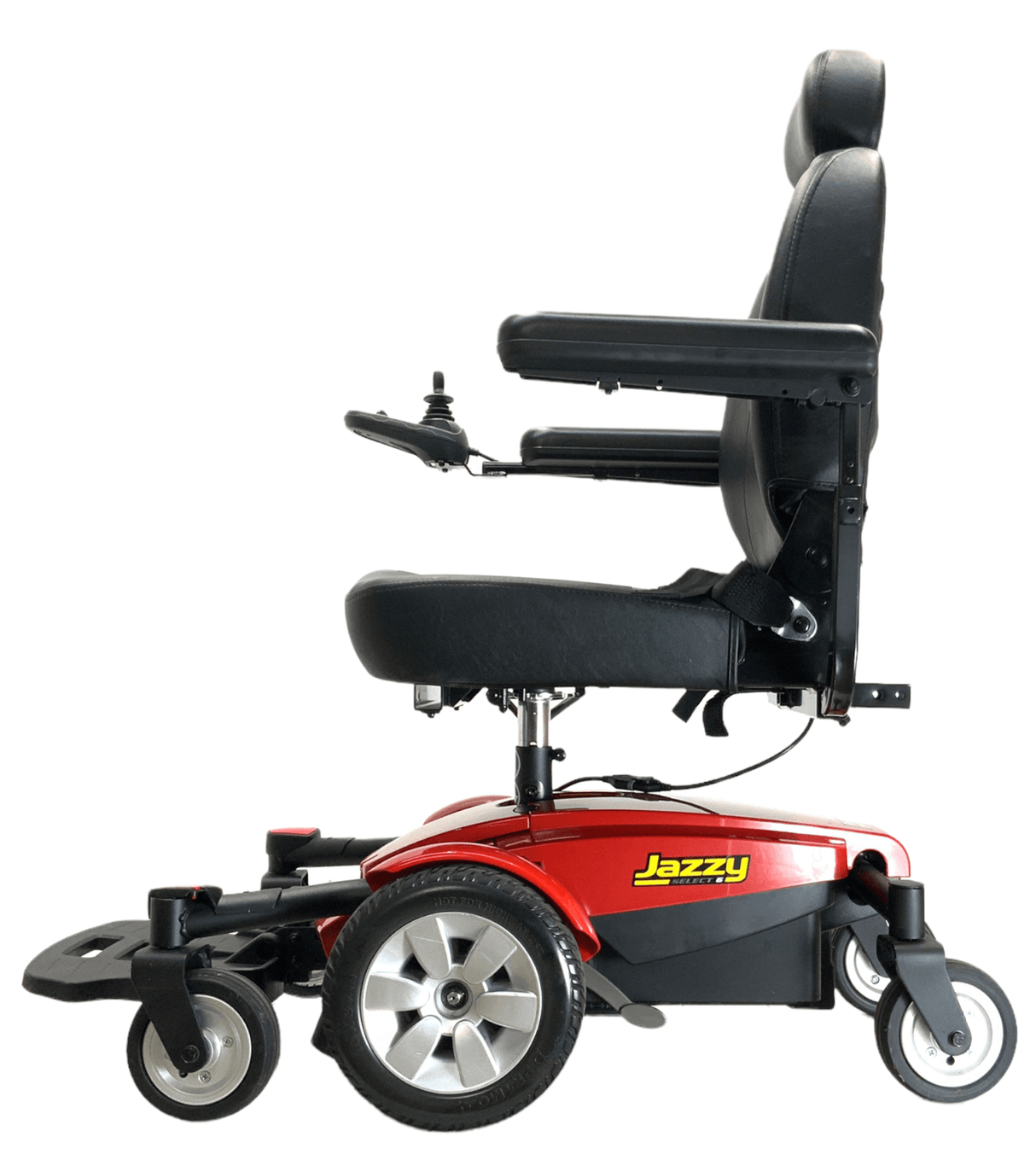 pride mobility jazzy select 6 red power wheelchair left side
